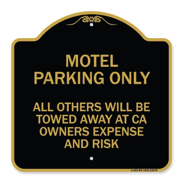 Signmission Motel Parking All Others Towed, Black & Gold Aluminum Architectural Sign, 18" x 18", BG-1818-23870 A-DES-BG-1818-23870 - main